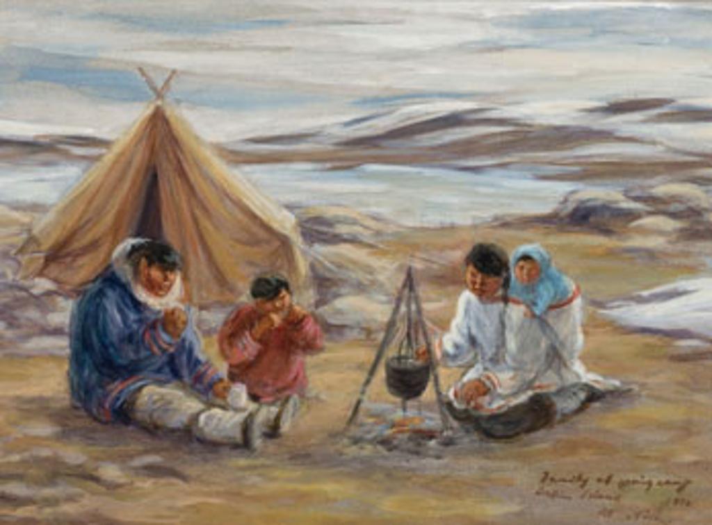 Anna T. Noeh (1926-2016) - Family at Spring Camp, Baffin Island