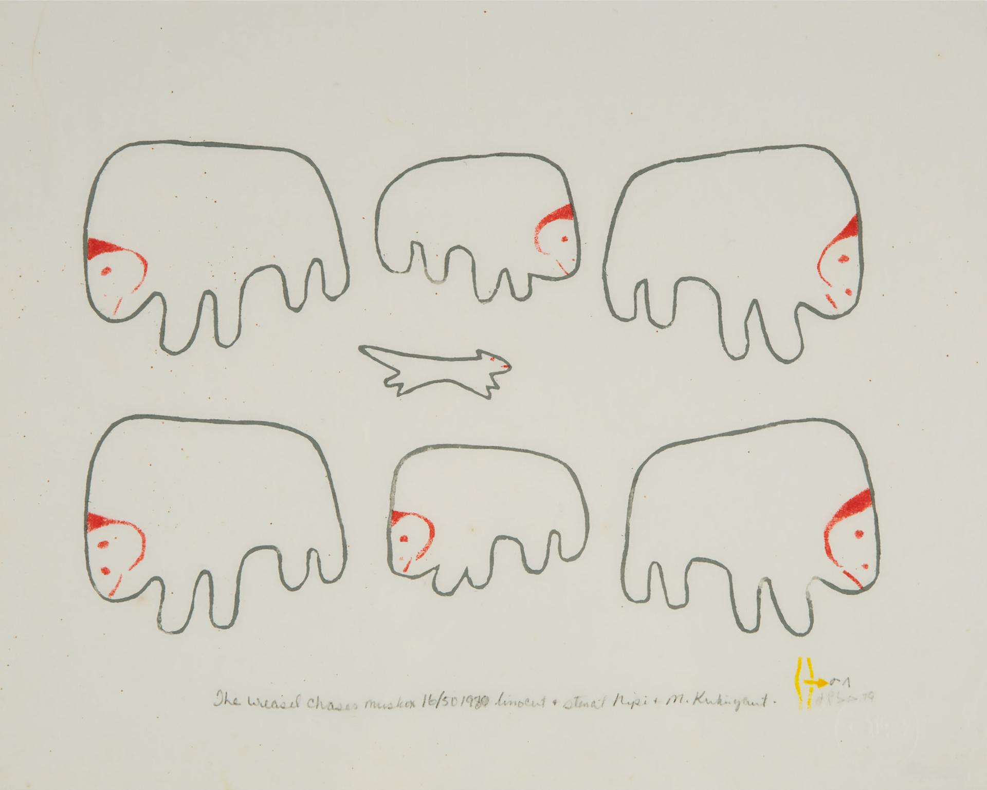 Myra Kukiiyaut (1929-2006) - The Weasel Chases Muskox, 1980