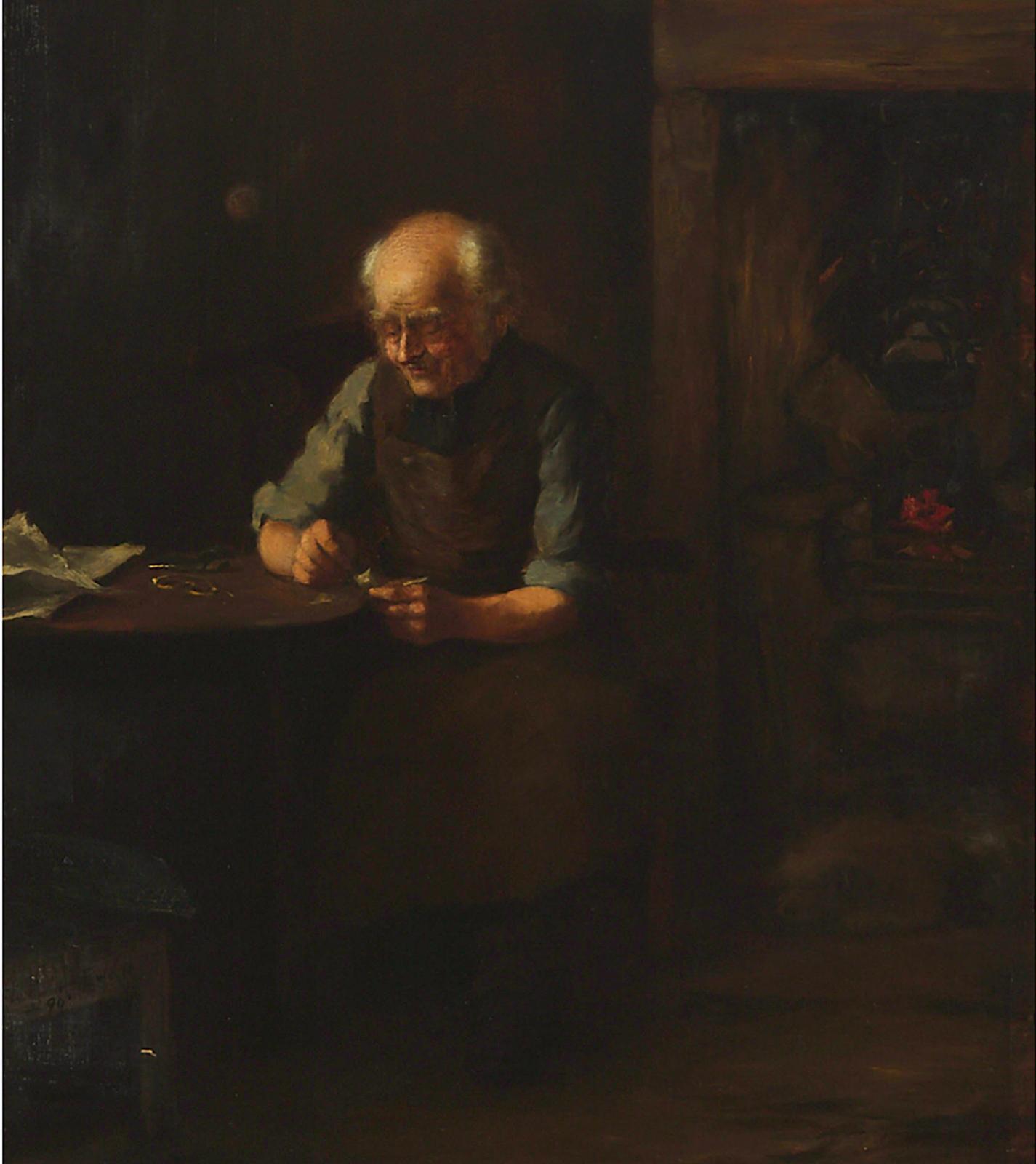 Tom Mcewan (1846-1914) - Elder Filling A Pipe By The Hearth, 1890