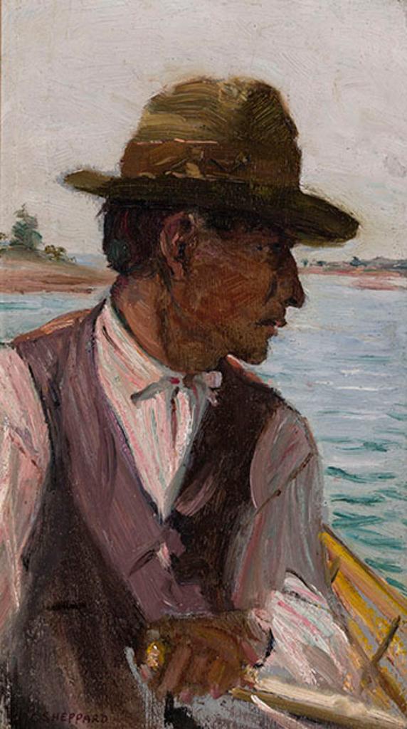 Peter Clapham (P.C.) Sheppard (1882-1965) - Portrait of a Man in a Rowboat (Possible Portrait of Tom Thomson)