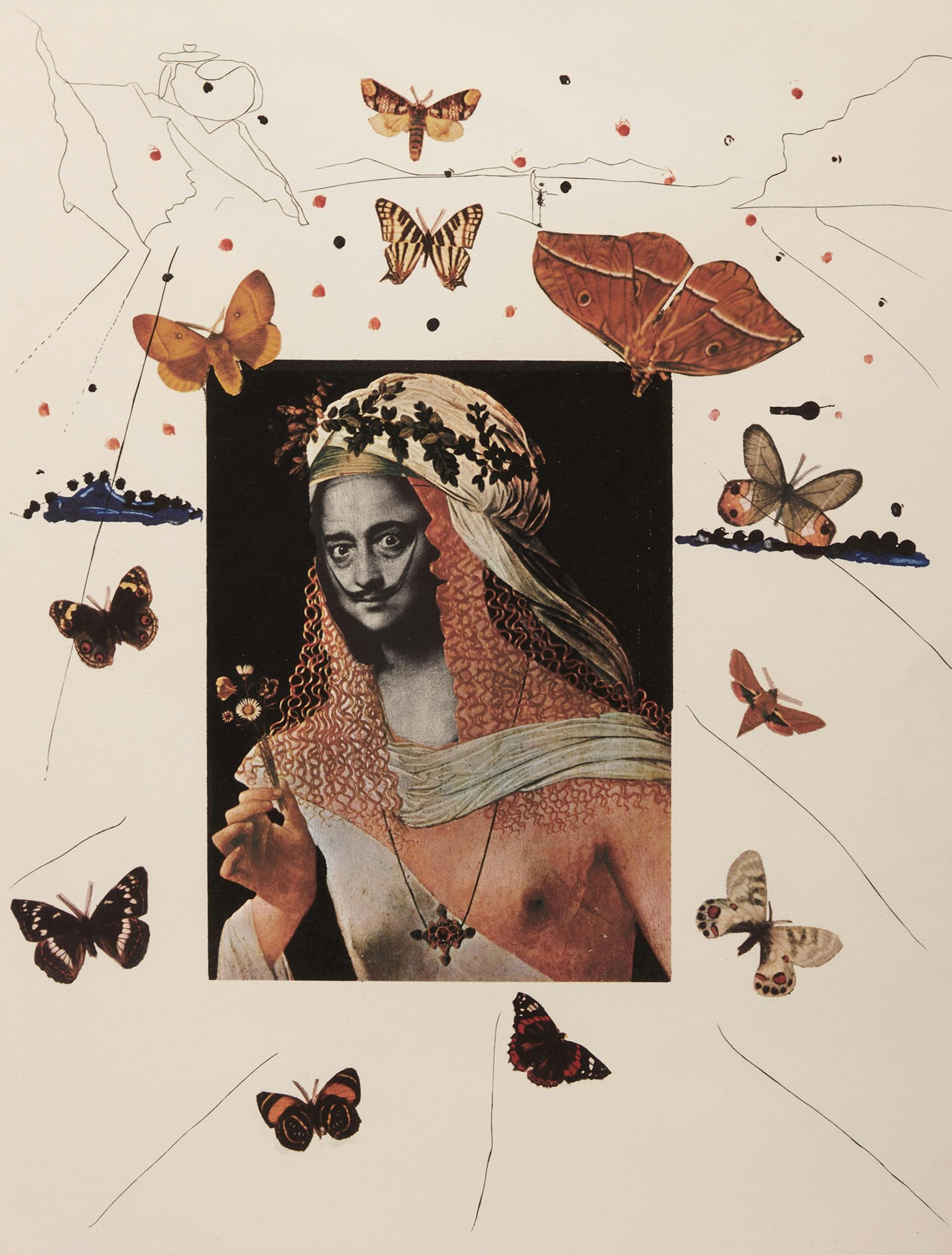 Salvador Dalí (1904-1989) - Surrealist Portrait of Dalí Surrounded by Butterflies from Memories of Surrealism (F. 71-2G)