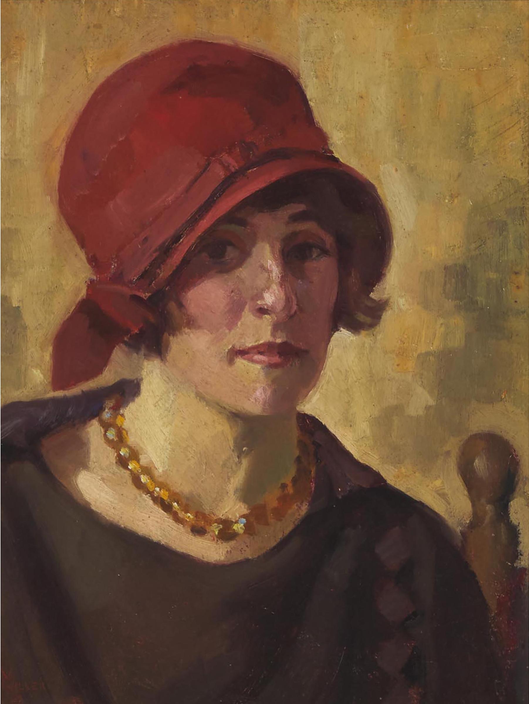 Richard E. Miller - Untitled (Portrait Of A Woman In A Red Hat) Ca. 1920