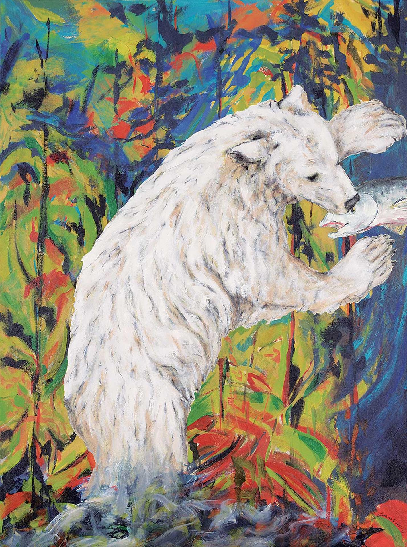 Maureen Enns (1949) - Spirit Bear in Laughing Forest