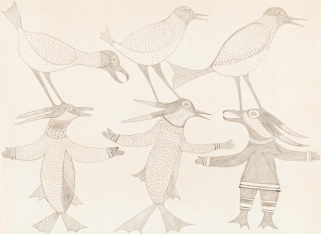 Kenojuak Ashevak (1927-2013) - Untitled (Birds and Transforming Birds)
