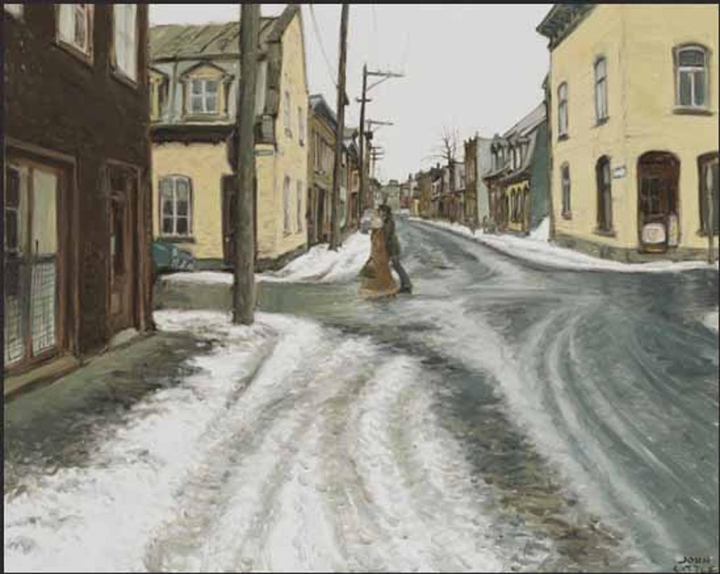 John Geoffrey Caruthers Little (1928-1984) - Une journée de mars, rue Christophe Colomb coin de Victoria, Quebec