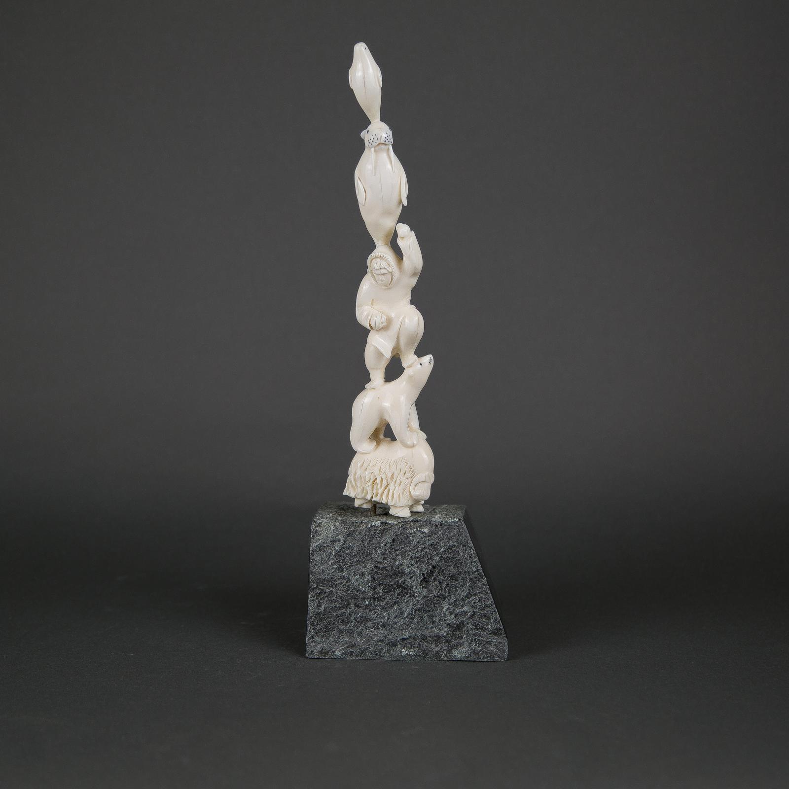 Ron Taylor (1967-2011) - Ivory Totem On Stone Base