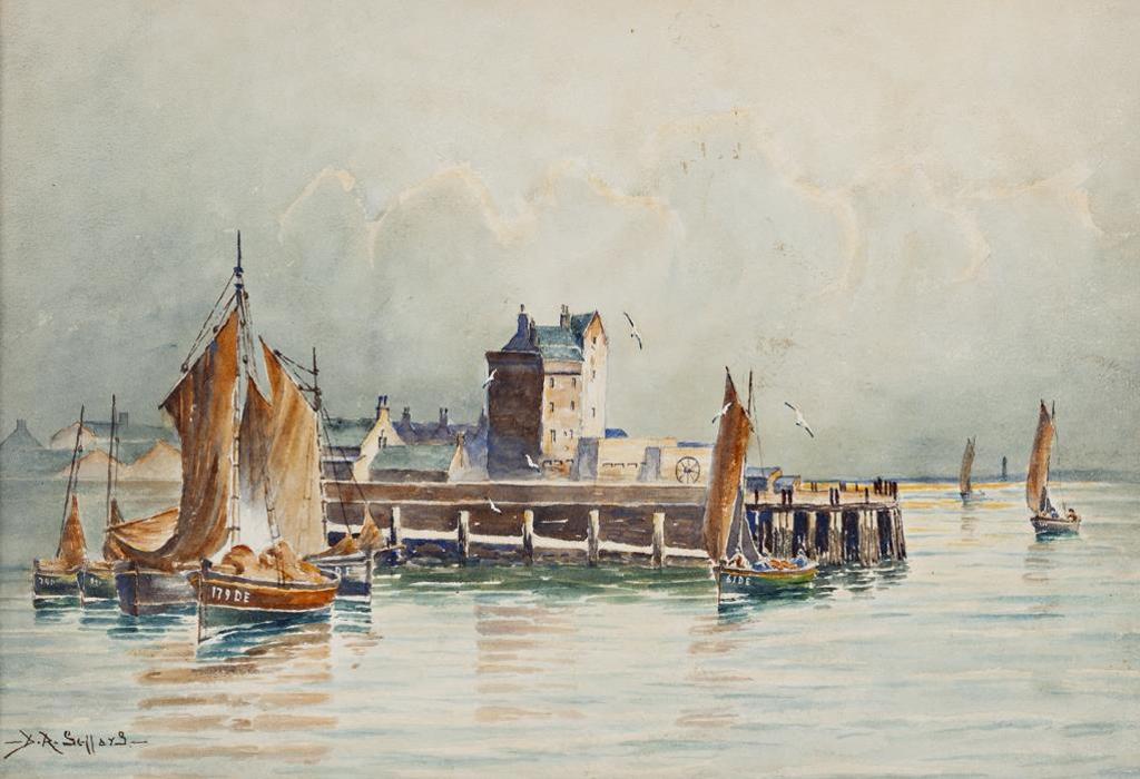 David Ramsay Sellars (1854-1922) - Fishing Boats, Port of Dundee