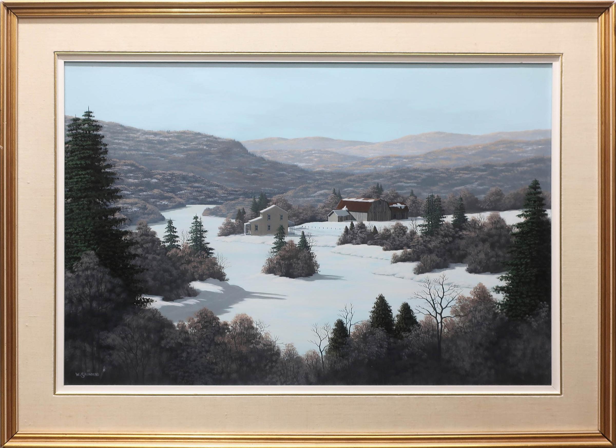 William (Bill) J. Saunders (1948) - Untitled (Extensive Farmscape In Winter)