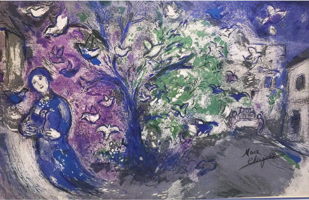 Marc Chagall (1887-1985) - Dream scene with figures and doves