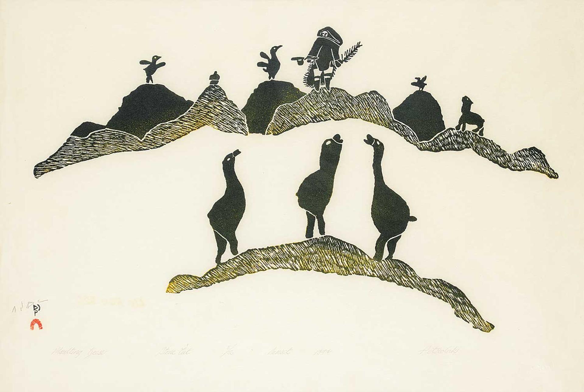 Ashoona Pitseolak (1904-1983) - Moulting Geese  #5/50