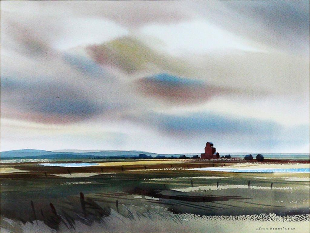 John Henry Herreilers (1924-2001) - Grain Elevators Under A Prairie Sky