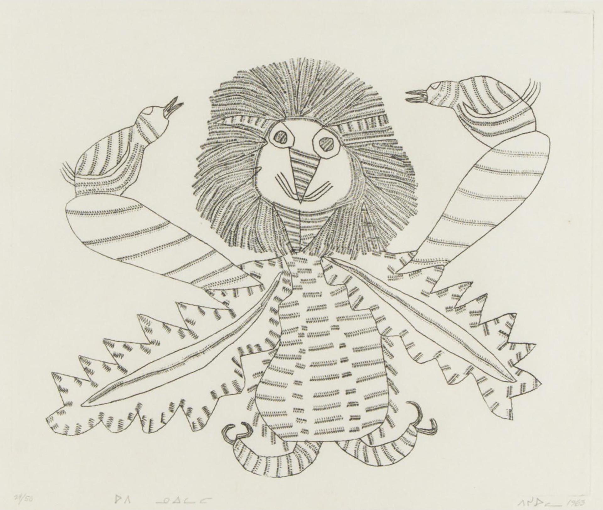 Pitseolak Ashoona (1904-1983) - Untitled (Scarecrow With Birds), 1963