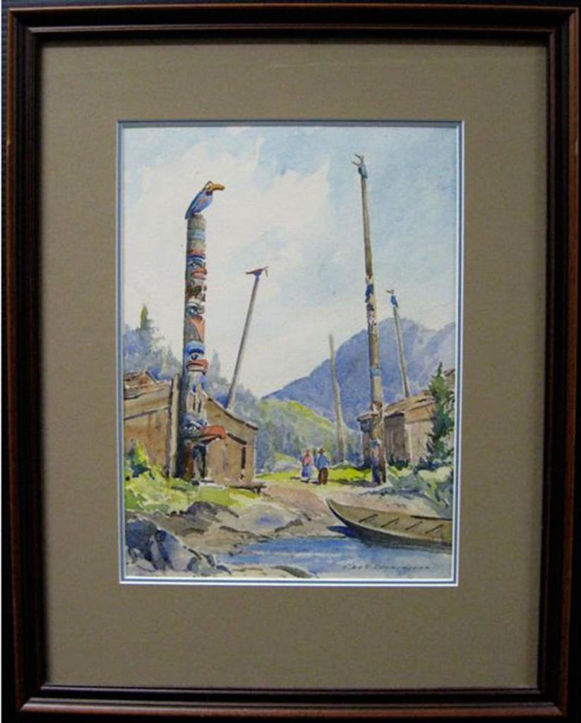 Cecil A. de Trafford Cunningham (1897-1973) - Haida Totem Poles, B.C.