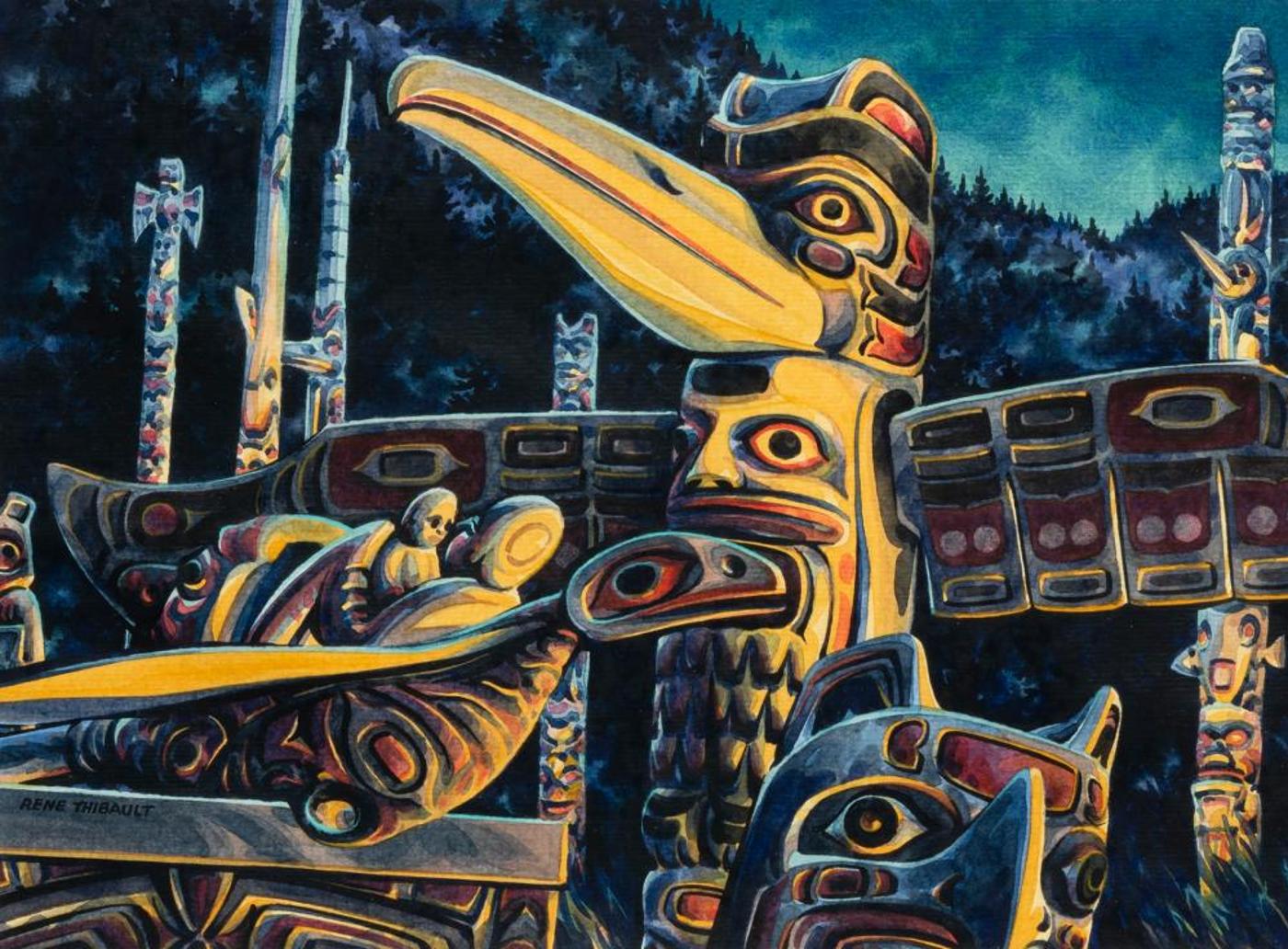 Rene Thibault (1947) - Totems in Firelight