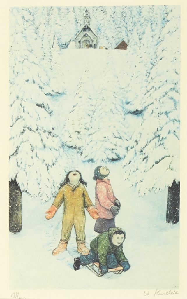 William Kurelek (1927-1977) - Excitement of First Heavy Snow