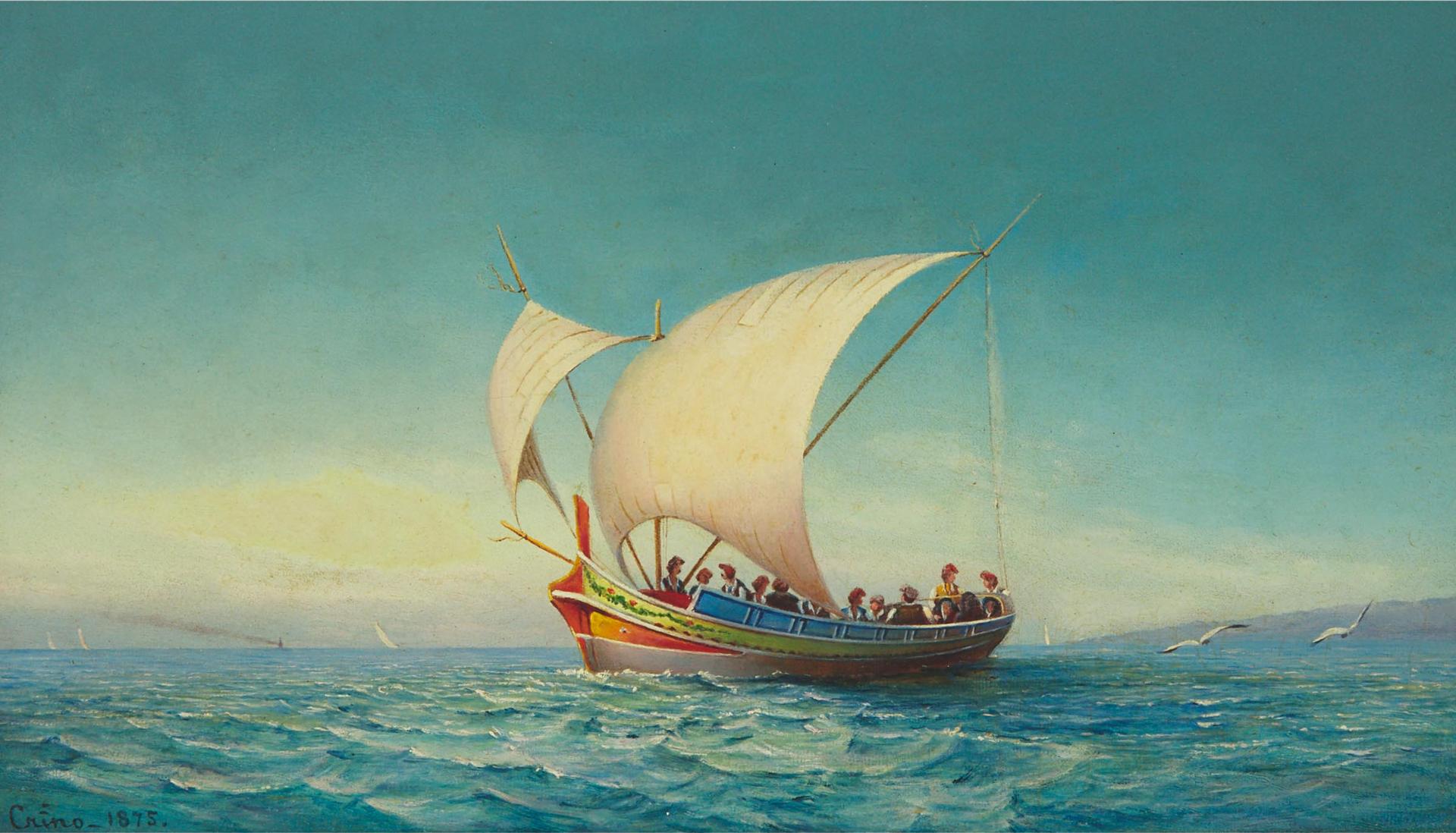 Nicola Filippo Crescimanno (1845-1909) - Gozo Boat Off The Maltese Coast, 1875