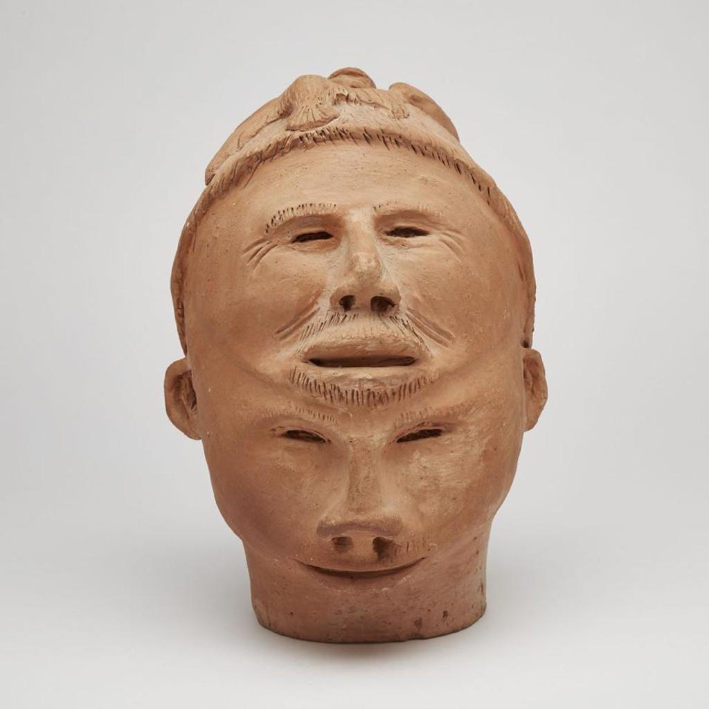 Pie Kukshout (1911-1980) - Two Faced Head With Climbing Figure And Bird