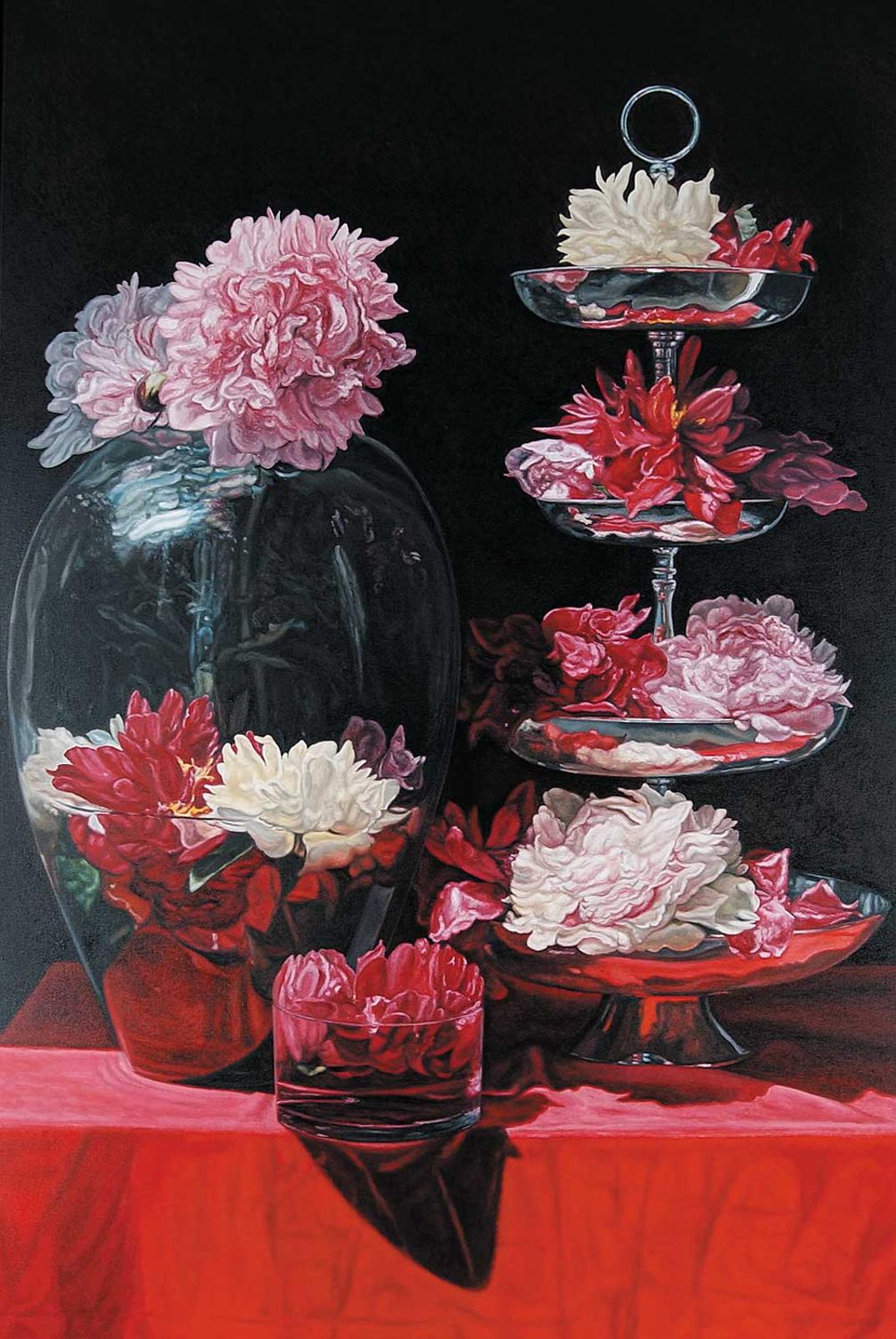 Robert Lemay (1961) - Peonies with Silver Platter
