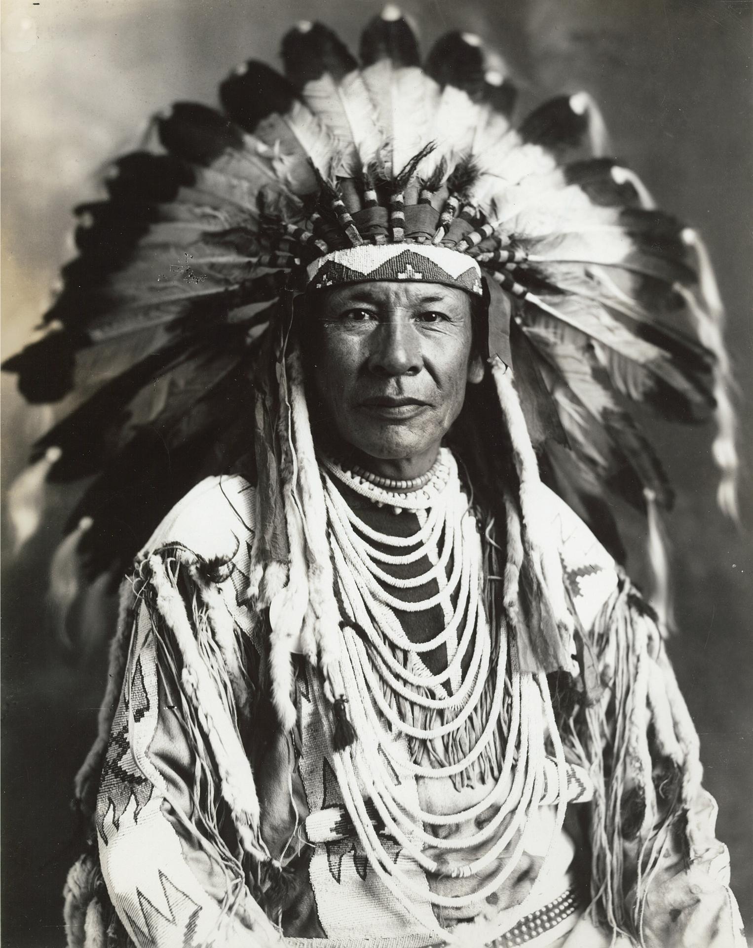 Harry Pollard (1880-1968) - Untitled (Chief Duck In Hunting Costume, Siksika [blackfoot]), Ca. 1925