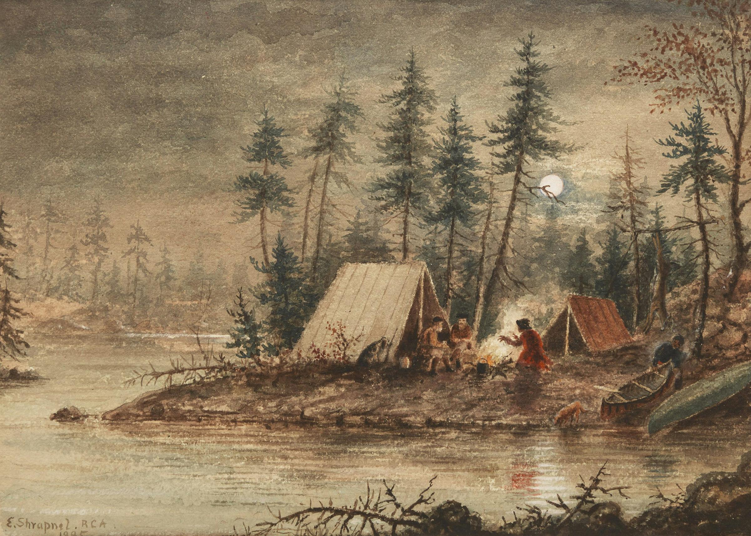 Edward Scrope Shrapnel (1847-1920) - Untitled (Around the Camp Fire)
