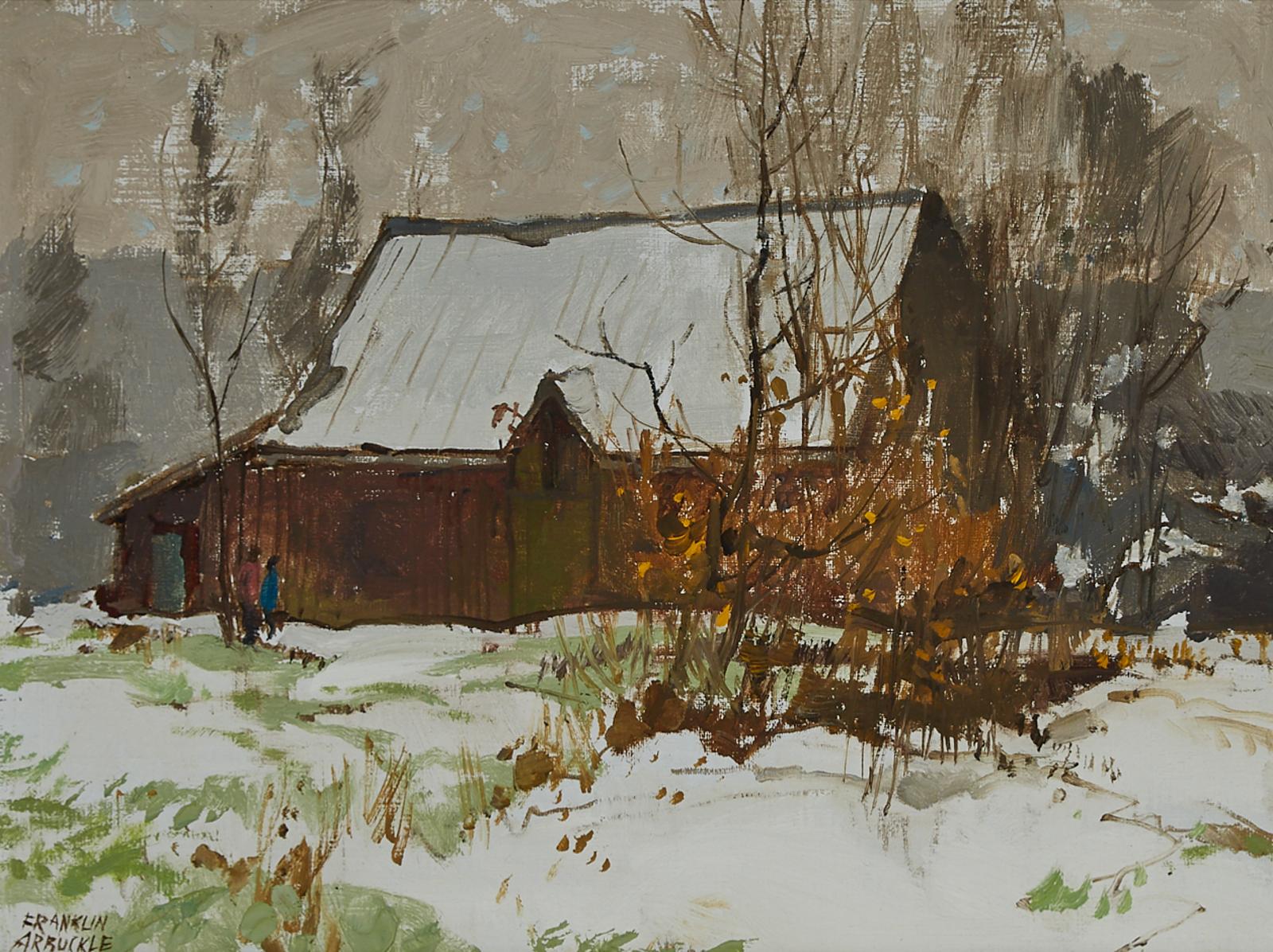 George Franklin Arbuckle (1909-2001) - Minden Barn In Winter, Ont., 1981