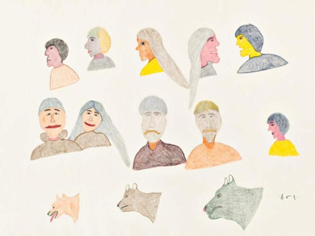 Harold Qarliqsaq (1928-1980) - Thirteen human and animal faces, ca. mid  1970s