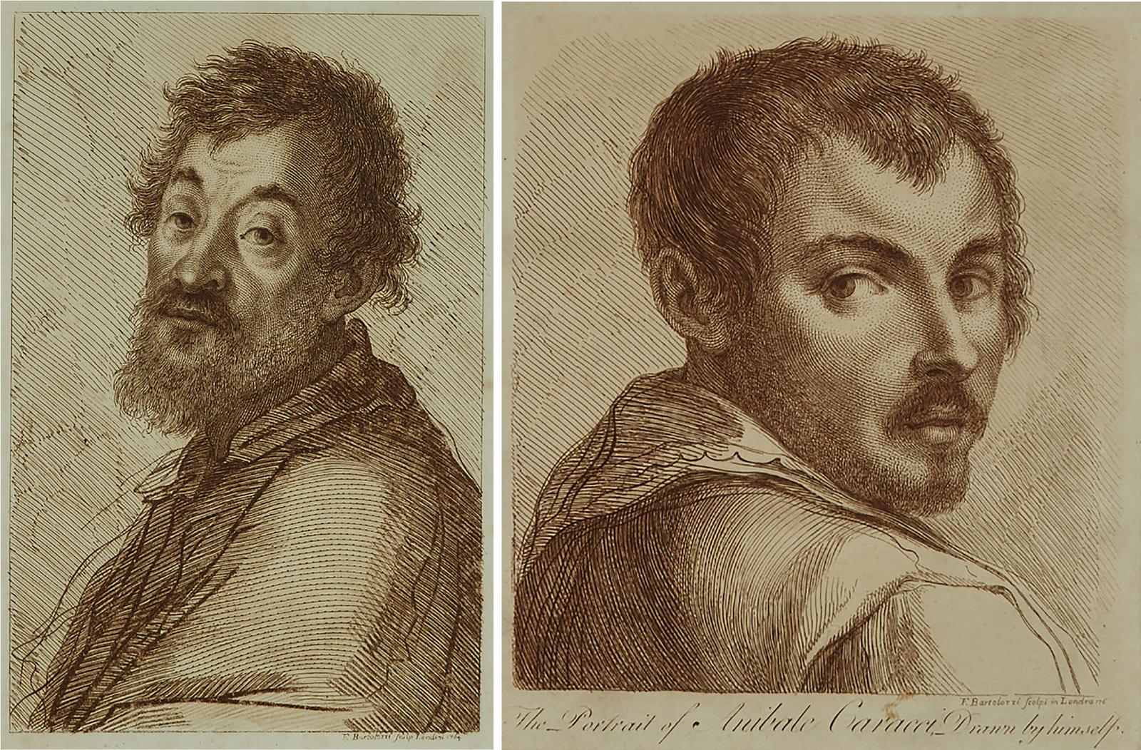 Francesco Bartolozzi (1727-1815) - The Portrait Of Anibale Caracci Drawn By Himself; Portrait Of A Bearded Man