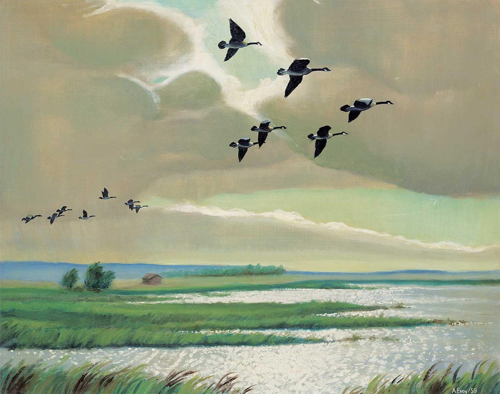 George Arthur [Art] Evoy - Untitled - Geese Taking Flight