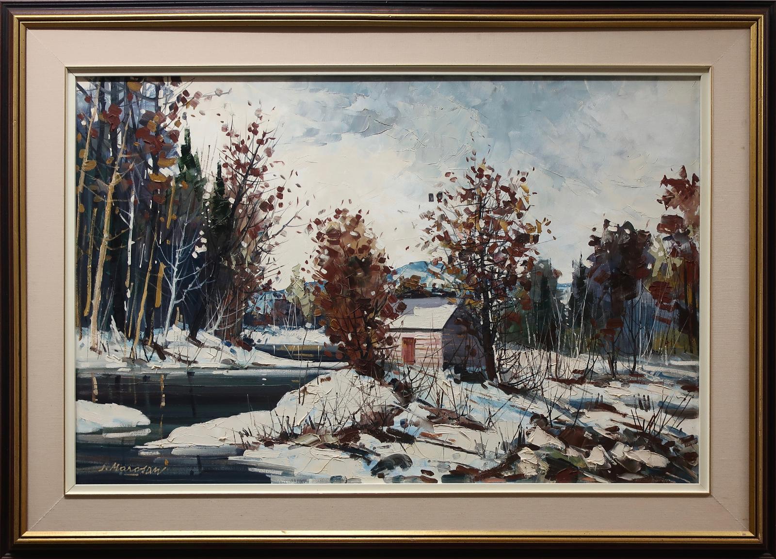 Gyula (Julius) Marosan (1915-2003) - Log Cabin In Winter Landscape