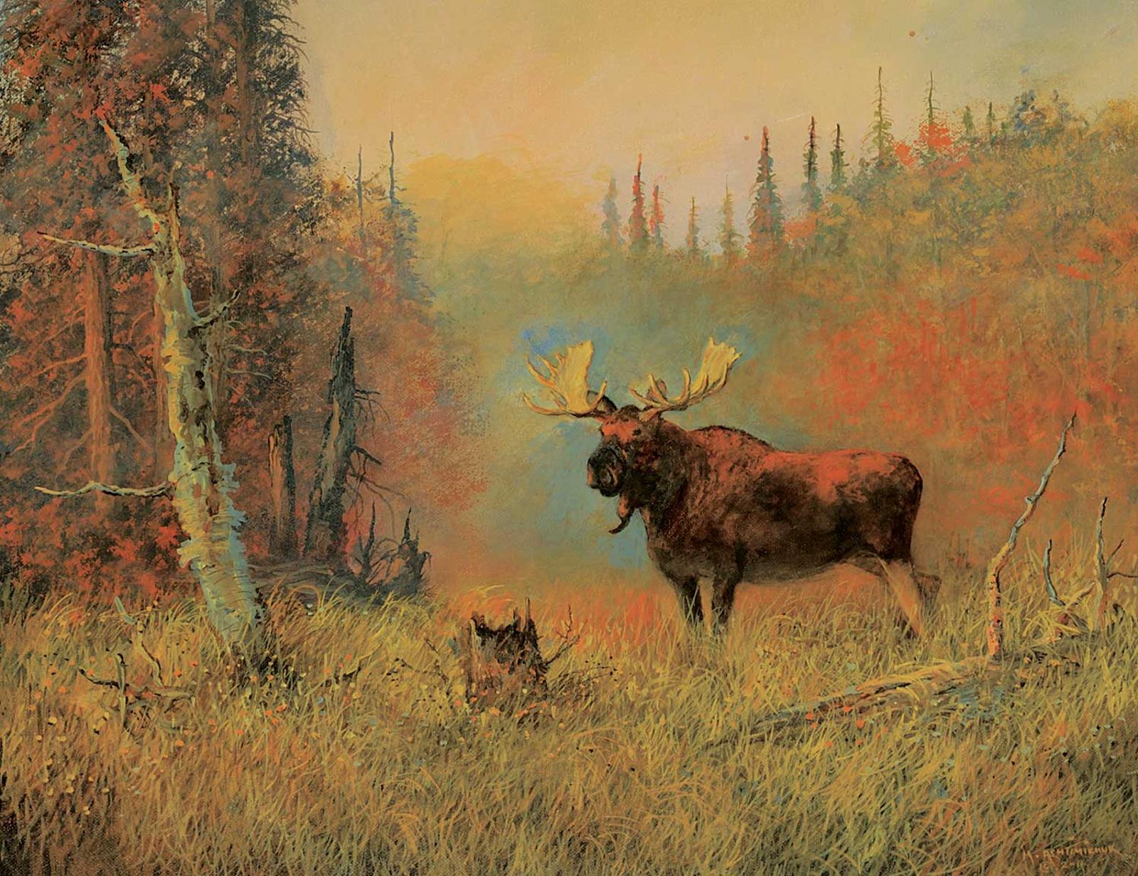 Milton Achtimichuk (1935) - Untitled - Bull Moose in Autumn