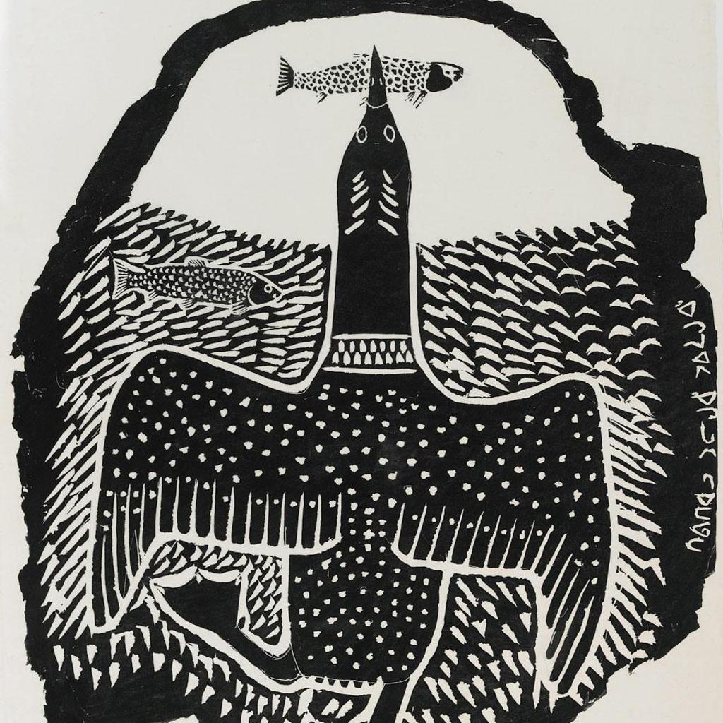 Davidialuk Alasua Amittu (1910-1976) - A Loon Eating A Fish Under The Water