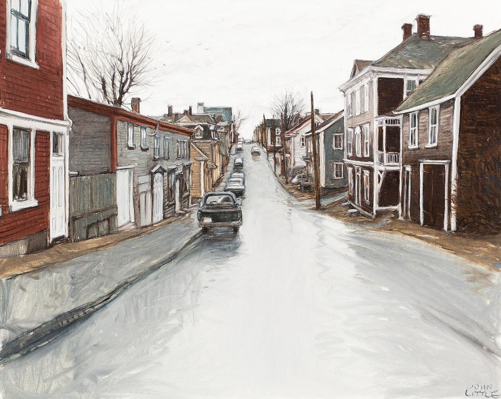 John Geoffrey Caruthers Little (1928-1984) - Rainy Day In December - Pelham Street, Lunenburg, N.S.