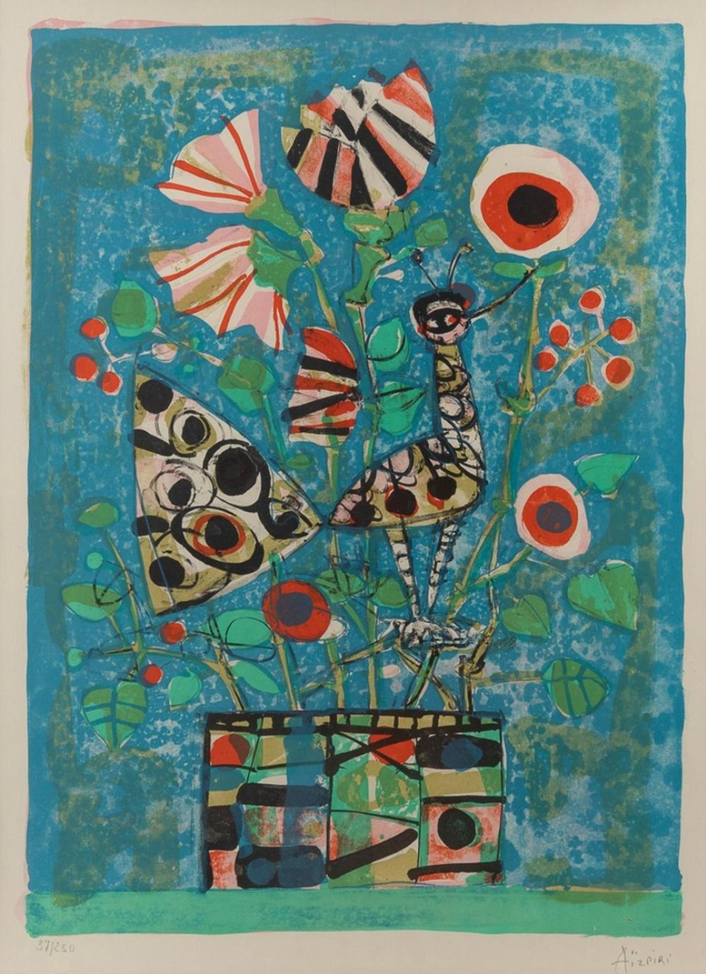 Paul Aizpiri (1919-2016) - Still Life - Bird with Flowers