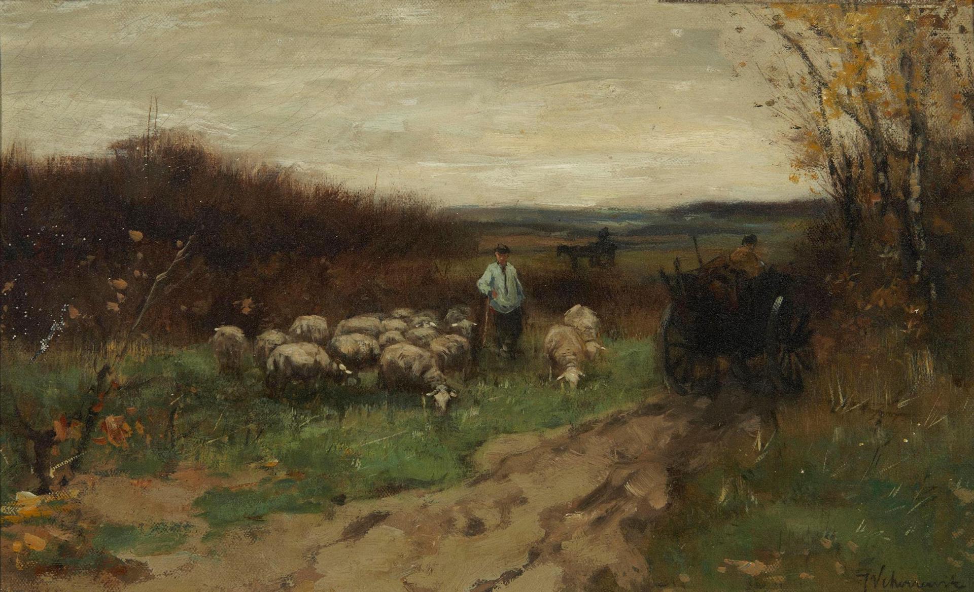 Johan Frederik Cornelis Scherrewitz (1868-1951) - Collecting the flock