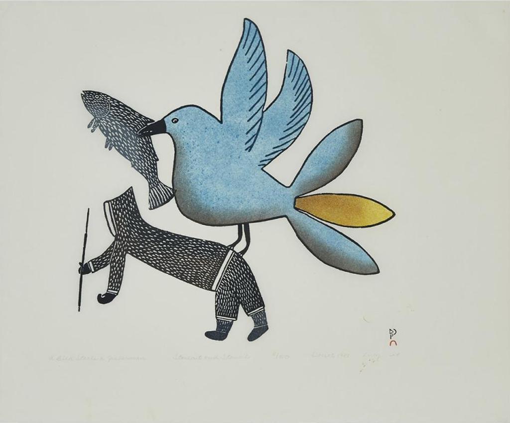 Lucy Qinnuayuak (1915-1982) - A Bird Steals A Fisherman