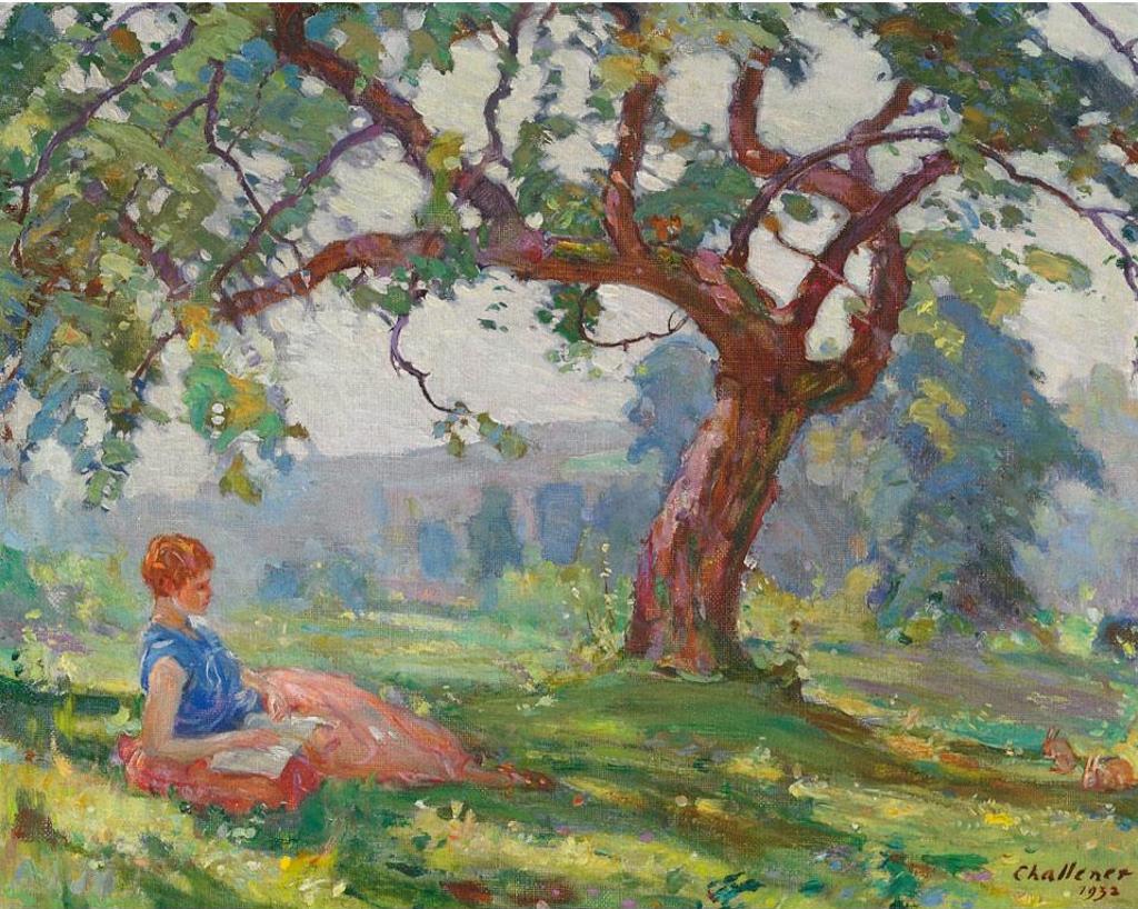 Frederick Sproston Challener (1869-1958) - Young Lady Reading Under A Tree