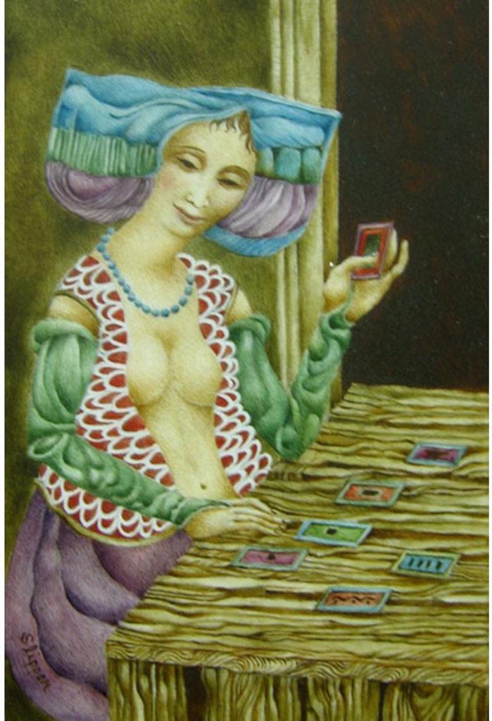 Gary Peter Slipper (1934-2019) - Lady Playing Cards