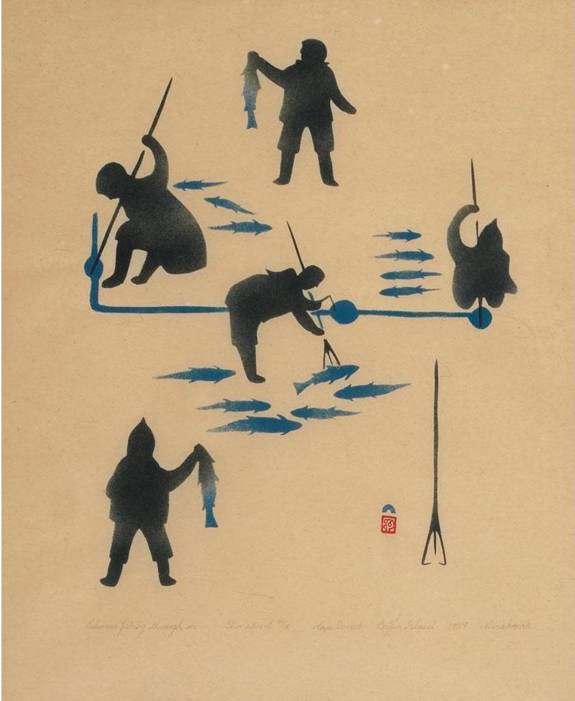 Niviaxie (1908-1959) - Eskimos Fishing Through  Ice