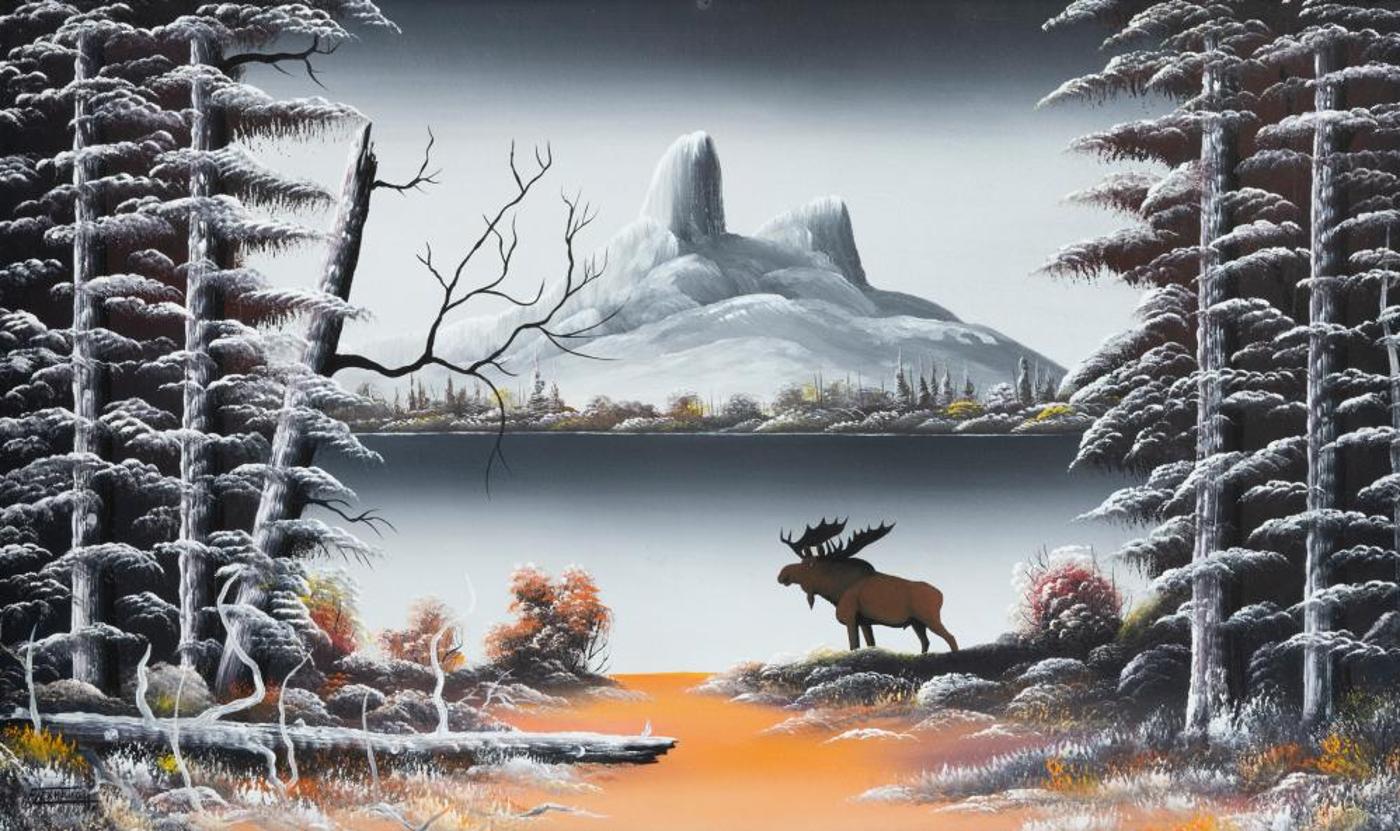 Levine Flexhaug (1918-1974) - Landscape with Moose