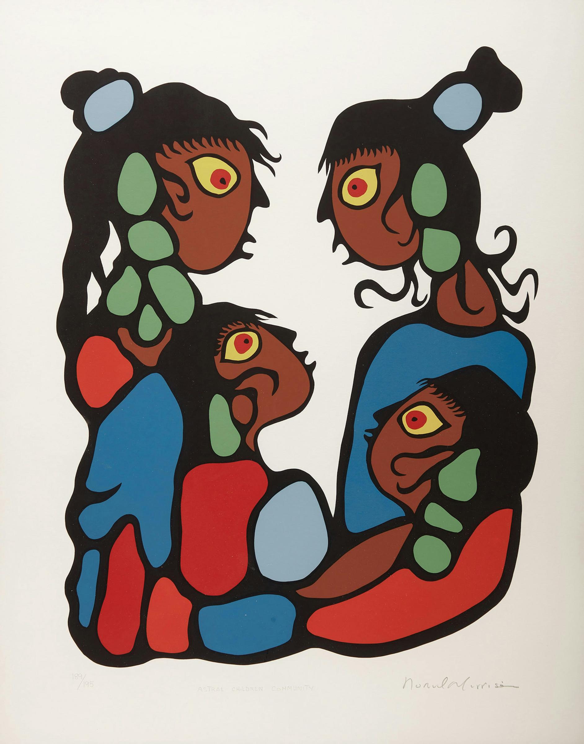 Norval H. Morrisseau (1931-2007) - Astral Children Community (from the Shaman Vision Series One)