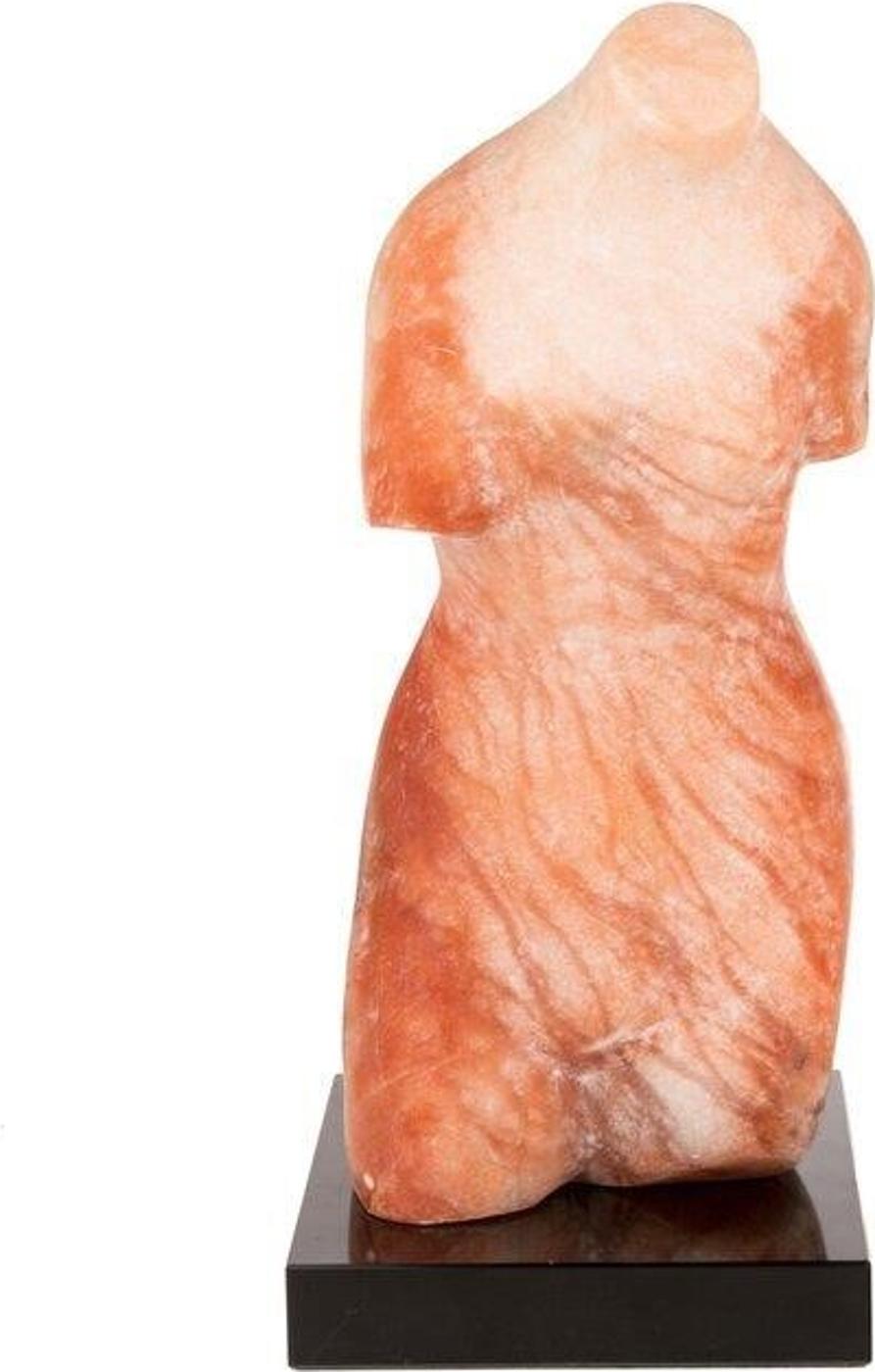 E.B. Cox (1914-2003) - Carved sculpture depicting a woman's naked torso in a salmon-coloured stone by Canadian sculptor E.B. Cox . Together with a separate black stone base. Signed 'E.B. Cox' to the underside. Canadian