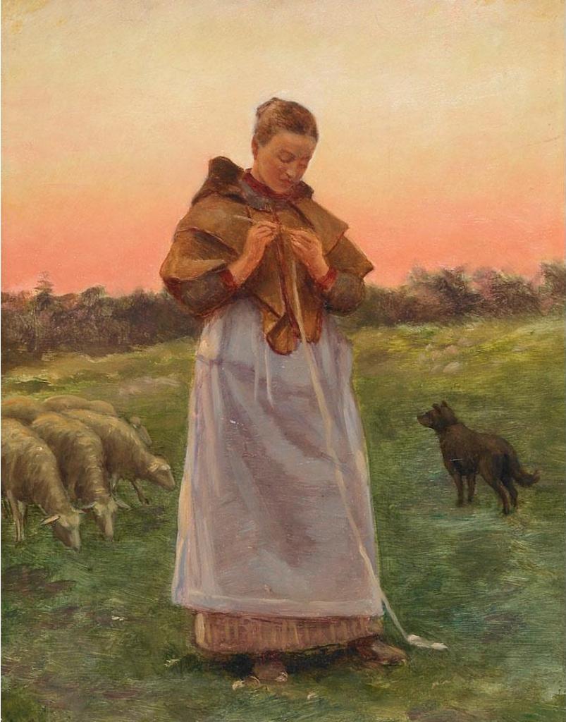 Robert John Wickenden (1861-1931) - Young Lady With Sheep