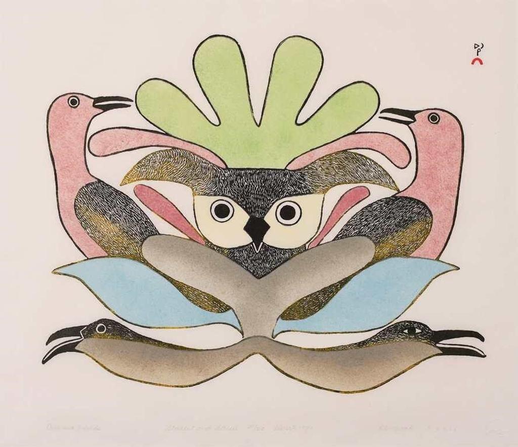 Kenojuak Ashevak (1927-2013) - Owl And Friends; 1980