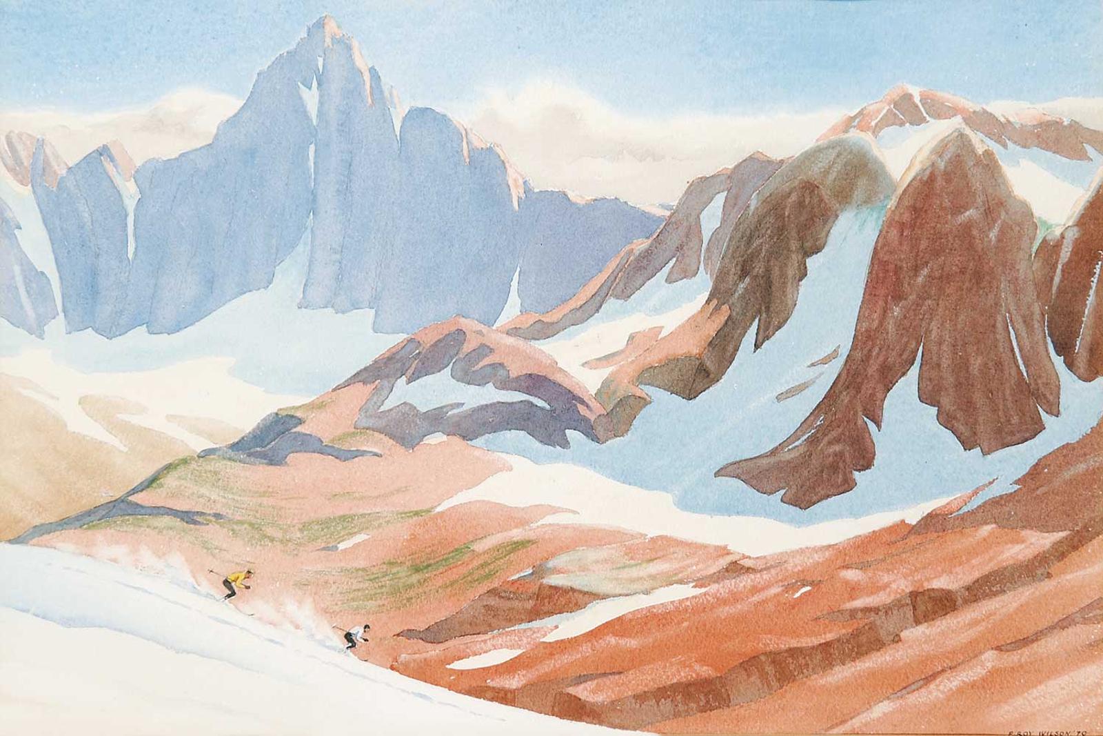 Percy Roy Wilson (1900-2001) - Untitled - Spring Skiing in the Mountains