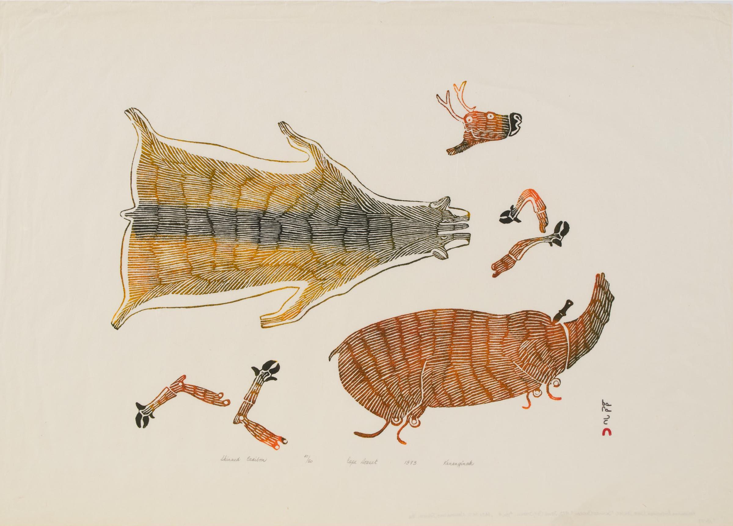 Kananginak Pootoogook (1935-2010) - Skinned Caribou, 1973