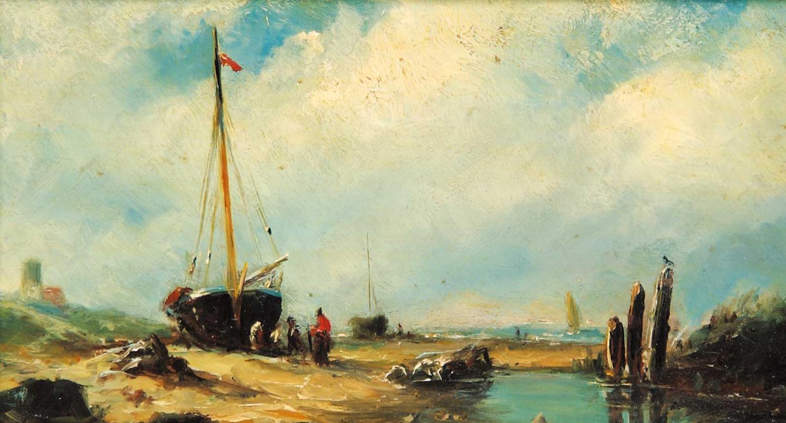 Charles Henri Joseph Leickert (1818-1907) - Untitled - Ship on the Shore