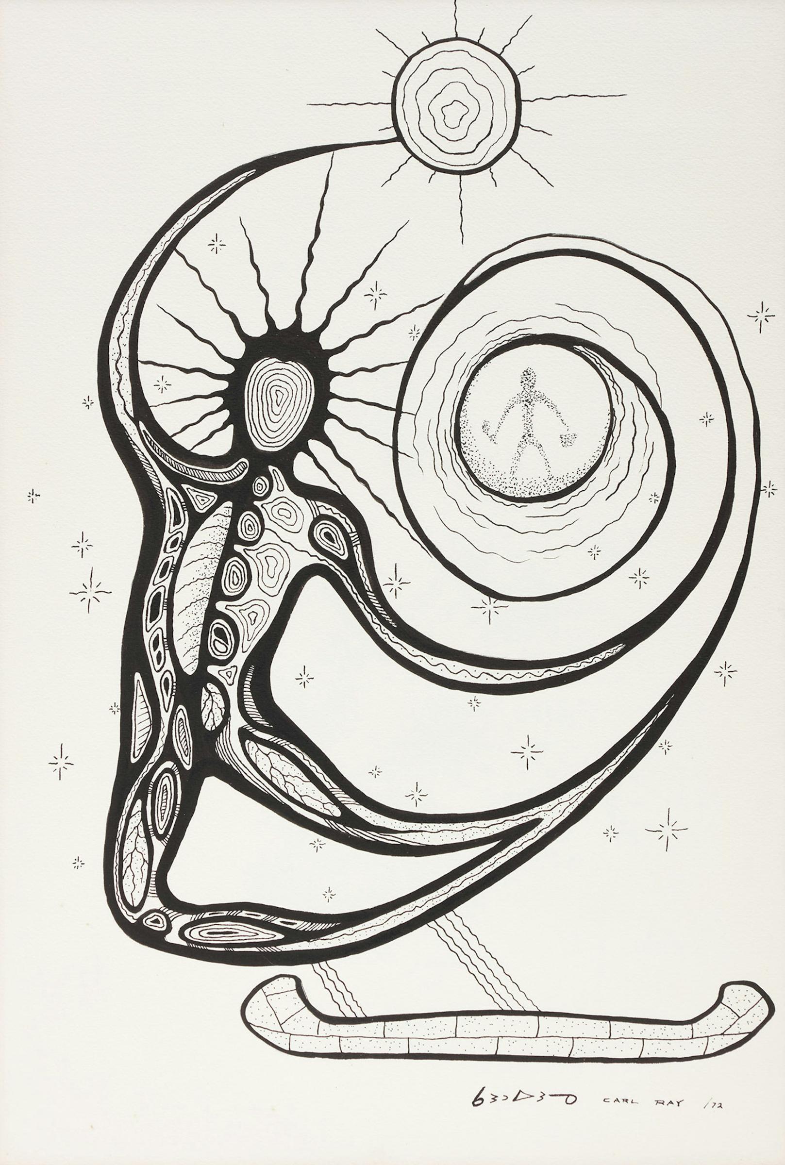 Carl Ray (1942-1978) - Untitled (Figure with Sun)