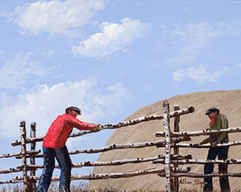 Allen Fredrick Sapp (1929-2015) - Men Making a Fence