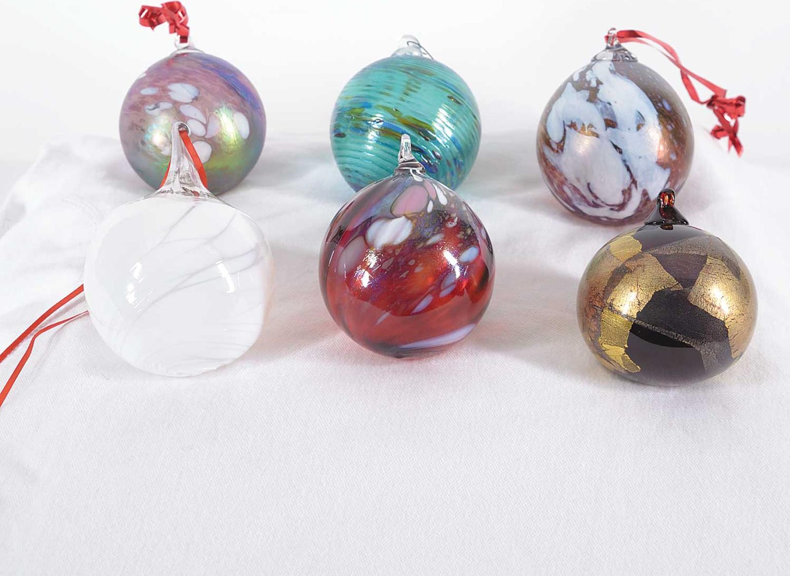 Glass School - Lot of Six Blown Glass Ball Ornaments