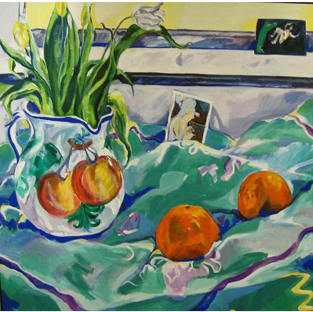 Lynn Donoghue (1953-2003) - Green Still Life With Oranges